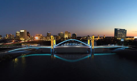 A rendering of the I Street bridge replacement. The bridge would connect West Sacramento to the railyards and downtown Sacramento.