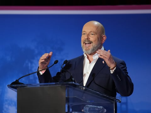 Steve Hilton speaks during a California gubernatorial debate hosted by CBS LA at Pomona College in Claremont, Calif., Tuesday, April 28, 2026.