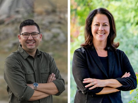 Republican Assemblymember Josh Hoover (left) and Democratic candidate Amy Slavensky are both running in California's Assembly District 7 race.