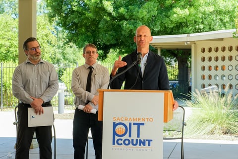 Sacramento City Mayor Kevin McCarty speaks at a press conference for the results of the 2026 Point-In-Time count on May 13, 2026.