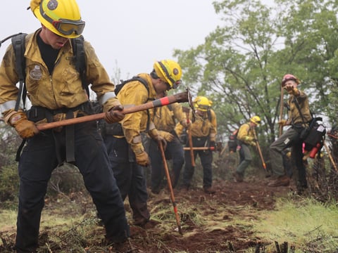 Cal Fire crews train during the 2026 TGU Ishi Crew Preparedness Exercise in Tehama County in May 2026.