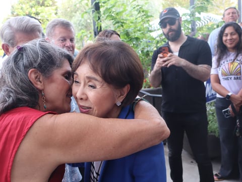 Congresswoman Doris Matsui greets supporters at an election watch party on Tuesday, June 2, 2026.