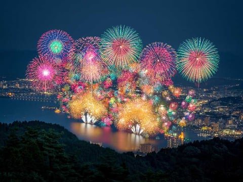 One of the world's most dazzling fireworks displays, at Lake Biwa, Japan.