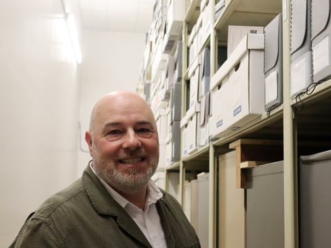 City Historian Ty Smith stands in the archives at the Center for Sacramento History Monday, June 8, 2026. He will be responsible for preserving those archives and using the information to inform and guide the community.