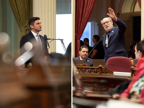 From left, Assemblymember Jesse Gabriel and state Sen. John Laird.