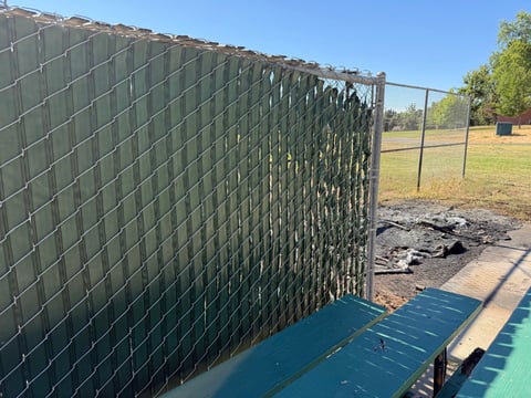 The aftermath of a fire that was caused by fireworks on July 5 at Louis Pasteur Middle School.