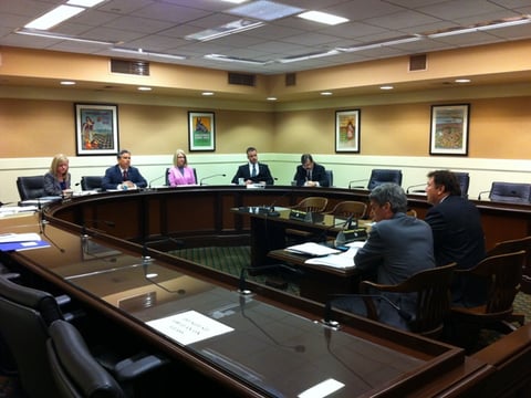 Ed Derman and John Ehnes with Cal STRS address a California State Assembly Committee on Public Employees, Retirement and Social Security.