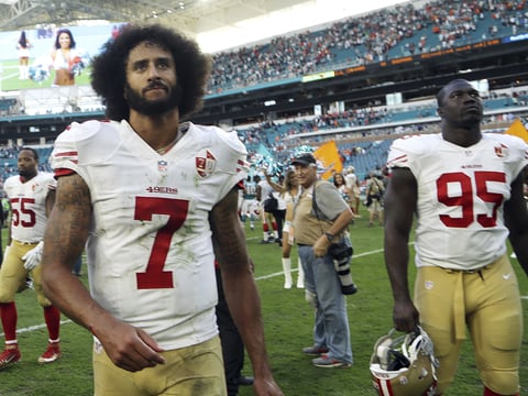 Former San Francisco 49ers quarterback Colin Kaepernick (7), shown here in 2016, has reached an agreement with the NFL over his allegations of collusion by teams.