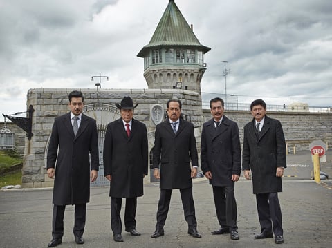 Members of Los Tigres Del Norte outside of Folsom Prison, the subject of an upcoming album and documentary.