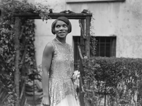 An undated portrait of America contralto Marian Anderson at her home.