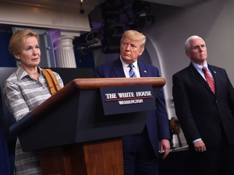Deborah Birx, response coordinator for the coronavirus task force, speaks after a meeting at the White House on April 5, 2020.