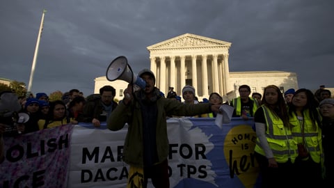 Demonstrators arrive in front of the U.S. Supreme Court during a march in support of Deferred Action for Childhood Arrivals (DACA) on Nov. 10.