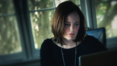 Michelle McNamara, as seen in the HBO adaptation of her book I'll Be Gone in the Dark.