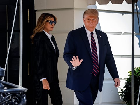President Trump and First Lady Melania, depart the White House Tuesday for the first televised presidential debate. The president announced early Friday that he and the first lady have tested positive for the coronavirus.