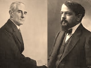 Maurice Ravel (L) and Claude Debussy (R)