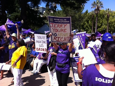 SEIU Local 1000 members rally for pay raises at the State Capitol on June 5th, 2013.