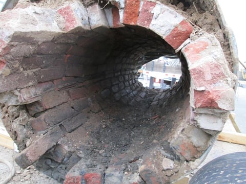 The Department of Utilities estimates this chunk of sewer line recently removed from 7th and P Streets was built around 1910.