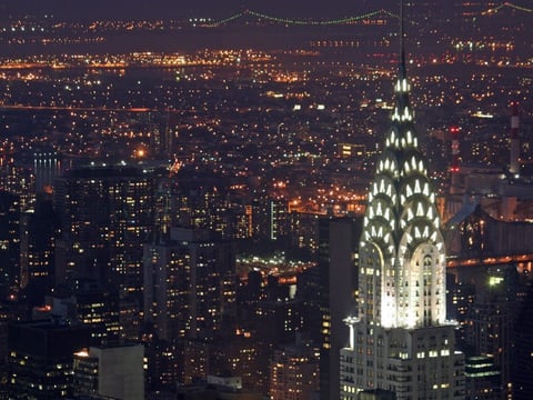 New York skyline, with Chrysler Building in foreground