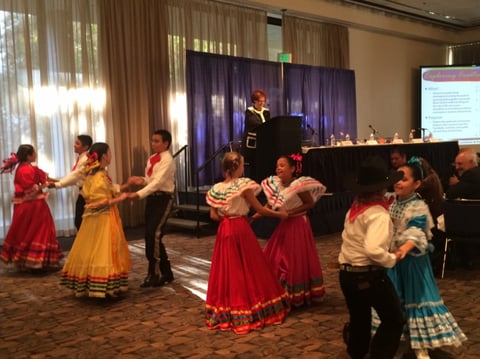 Students perform a traditional Mexican dance at a conference on incorporating art into California's Common Core Standards.