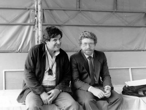 Charlie Lourie & Michael Cuscuna, founders of Mosaic Records, at Mt. Fuji Jazz Festival, Japan 1987.
