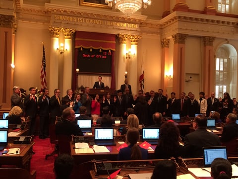 The 20 California senators elected last month take their oaths of office Monday at the state Capitol in Sacramento.