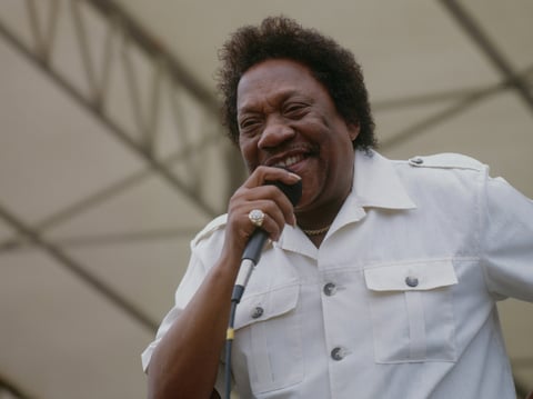 Bobby "Blue" Bland performs on stage at the New Orleans Jazz and Heritage Festival in New Orleans, in 1989.