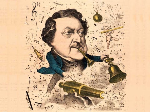 Gioachino Rossini in a caricature from the 1820s