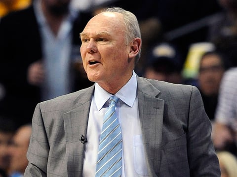 FILE - Former Denver Nuggets head coach George Karl looks on in the second quarter of Game 1 in the first round of the NBA basketball playoffs against the Golden State Warriors, in Denver on April 20, 2013 file photo.