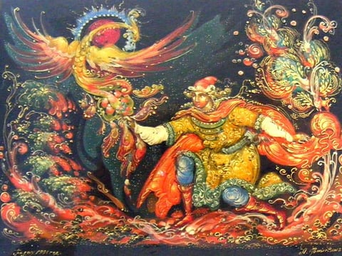 Detail from a 19th century Russian lacquer box