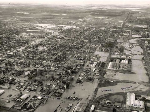 Historical photo showing 1955 flooding in Stockton. The U.S. Army Corps Of Engineers released a proposed plan to reduce flood risk for north and central Stockton. 