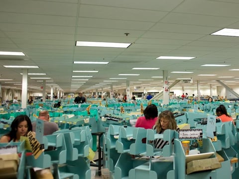 State workers process tax returns at California's Franchise Tax Board earlier this month.
