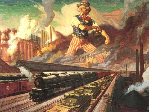 "Serving the Nation," a 1943 calendar painting by Dean Cornwell