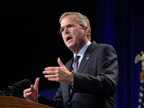 Former Florida Gov. Jeb Bush speaks at Rick Scott's Economic Growth Summit in Lake Buena Vista, Fla., Tuesday, June 2, 2015.
