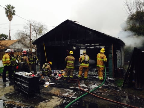 Firefighters put out a garage fire in Marysville in January of this year. Nine-of-ten firefighters are still with Cal Fire, but are no longer serving Marysville. Replacements were hired mostly from neighboring fire districts by the city.