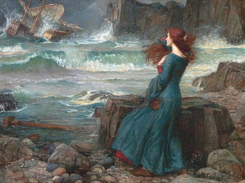 "Miranda—The Tempest" (1916), by John William Waterhouse (1849-1917)