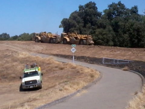Many people who live in the Shanghai Bend area of Yuba City awoke to the sounds of heavy equipment on the levee nearby.  Magnus Pacific and Nordic Construction have teamed up on the first 15 miles of slurry wall construction within the levee.