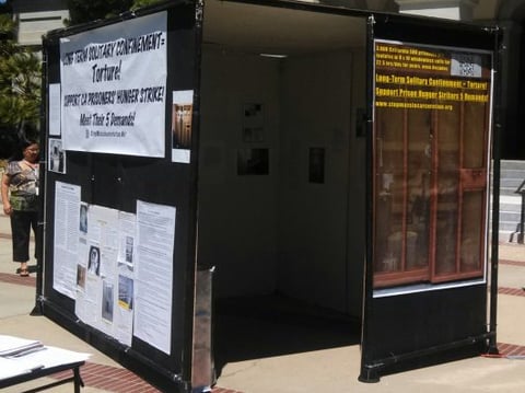 A simulated SHU set up outside the State Capitol on Wednesday, August 14, 2013.