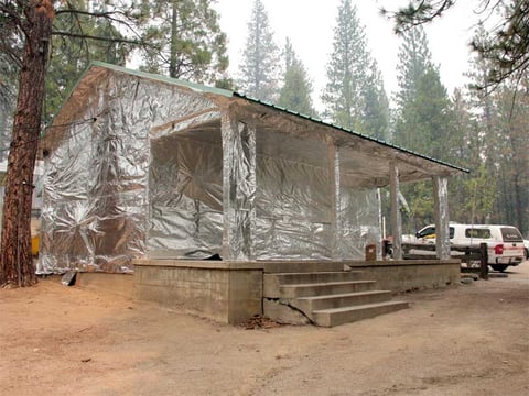 Hume Lake area structure protection on the Rough Fire. Photo posted Aug. 22, 2015.