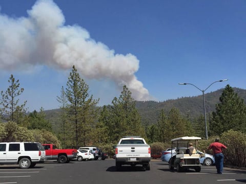 Smoke from the Oak Fire in Tuolumne Couny, Tuesday, Sept. 8, 2015.