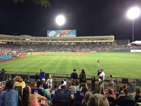 The view from the outfield hill at Raley Field during a game in the 2014 season. 