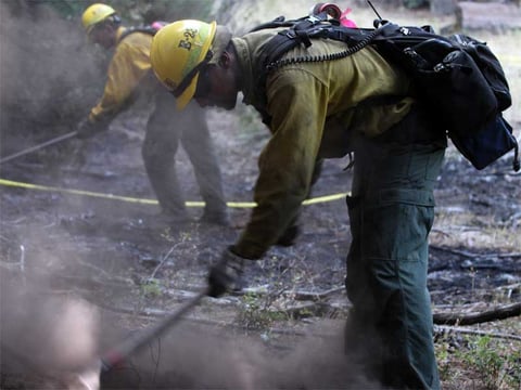 A hand crew works the Rough Fire. Photo posted Wednesday, Sept. 2, 2015.