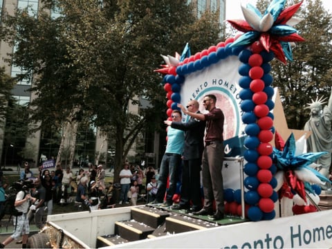 The three honorees in the Hometown Heroes parade, left to right, Alek Skarlatos, Spencer Stone and Anthony Sadler. 