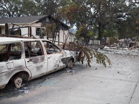 A home in Middletown, Calif., damaged by the Valley Fire.