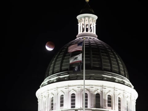 The "super blood moon" as seen from downtown Sacramento.