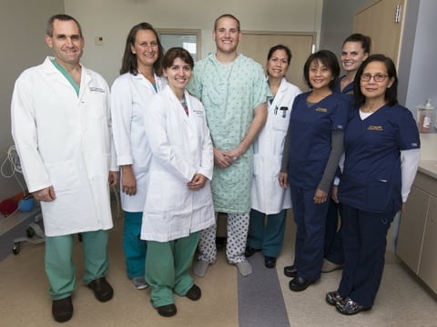 Airman Spencer Stone with his care team at UC Davis Medical Center.