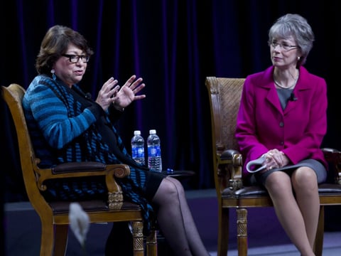 Justice Sonya Sotomayor with University of the Pacific President Pamela Eibeck.