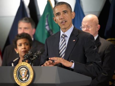 President Barack Obama speak at the National Counterterrorism Center in McLean, Va.,Thursday, Dec. 17, 2015.