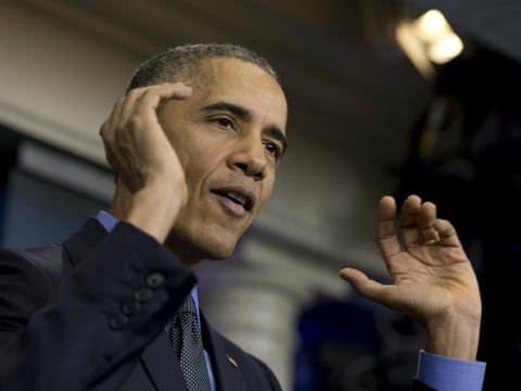 President Barack Obama speaks during a news conference in the briefing room at the White House, in Washington, Friday, Dec. 18, 2015.