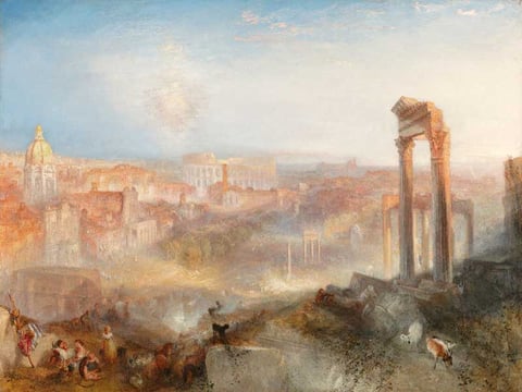 "Campo Vaccino," by J. M. W. Turner, completed in 1839, is his final painting of Rome.