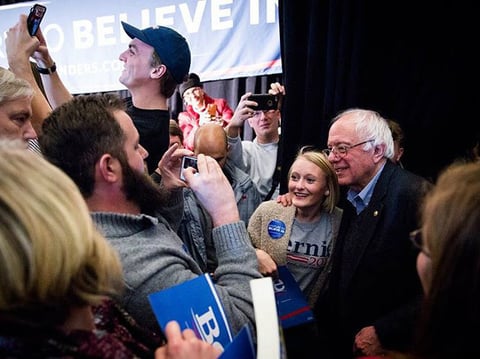Bernie Sanders on the campaign trail in Iowa.